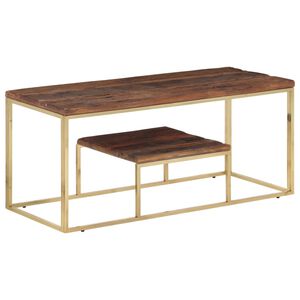 vidaXL Coffee Table Gold and Natural Wood