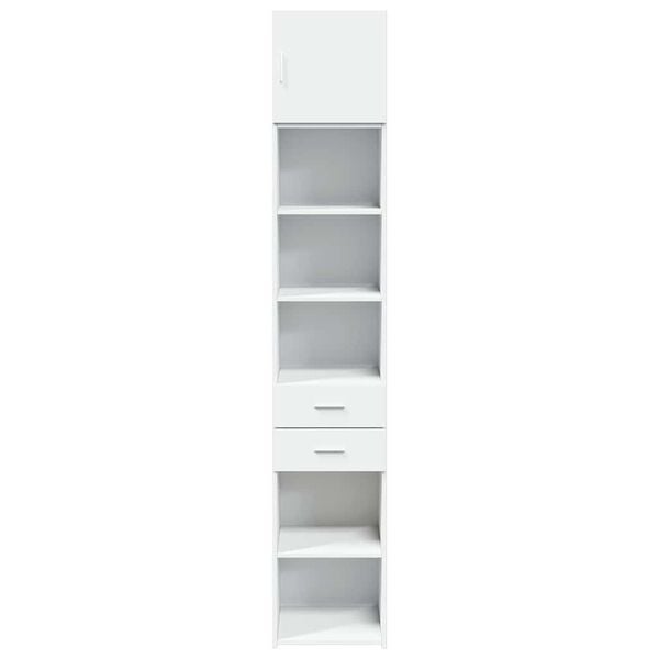 vidaXL Slim Storage Cabinet White Engineered Wood Tall, Slim