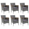 vidaXL Dining Set Grey PE rattan 7 Piece Lightweight Dining Set
