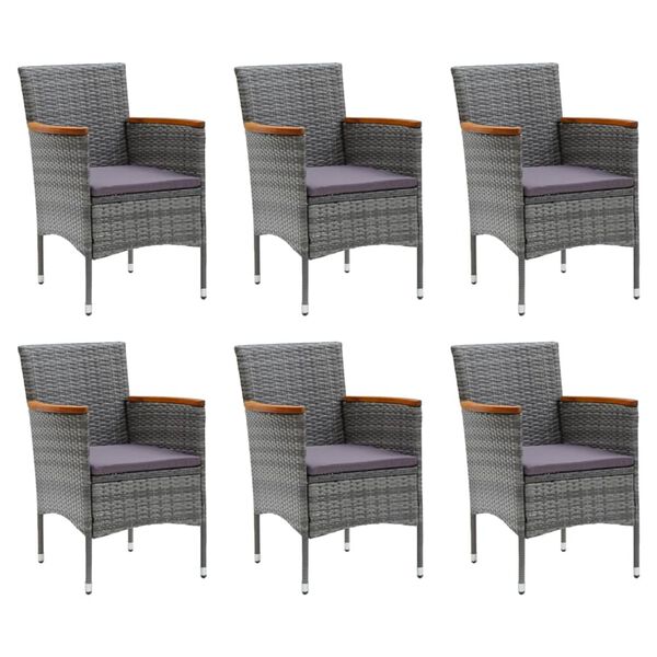 vidaXL Dining Set Grey PE rattan 7 Piece Lightweight Dining Set
