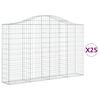 vidaXL Arched Gabion Baskets 25 pcs 78.7"x11.8"x47.2"/55.1" Galvanized Iron