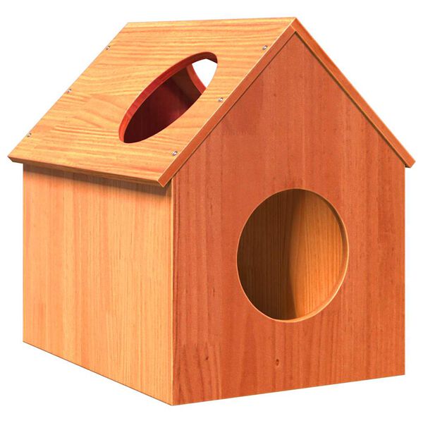 vidaXL Cat House Wax brown Solid pine wood 16.1x19.7x19.7 in Durable