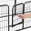vidaXL Dog Playpen Black Powder-Coated Steel