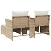 vidaXL Garden Sofa Beige PE rattan 2-seater Adjustable Feet