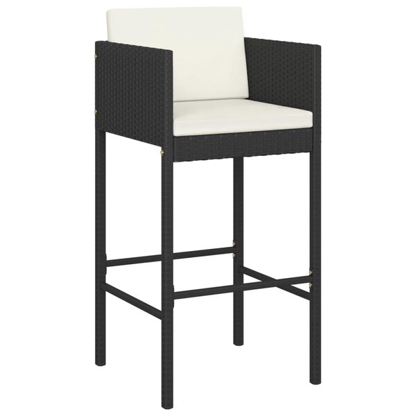 vidaXL Garden Bar Set Black, Cream White PE rattan, steel, solid acacia wood