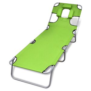 vidaXL Sun Lounger Apple Green Polyester Large Foldable Sun Lounger