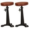 vidaXL Bar Stool Brown Genuine goat leather, cast iron Adjustable