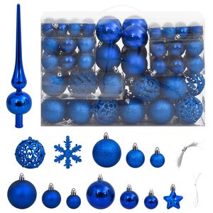 vidaXL Christmas Bauble Set Set of 111 Blue Polystyrene Small
