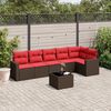 vidaXL 7 Piece Patio Sofa Set with Cushions Brown Poly Rattan