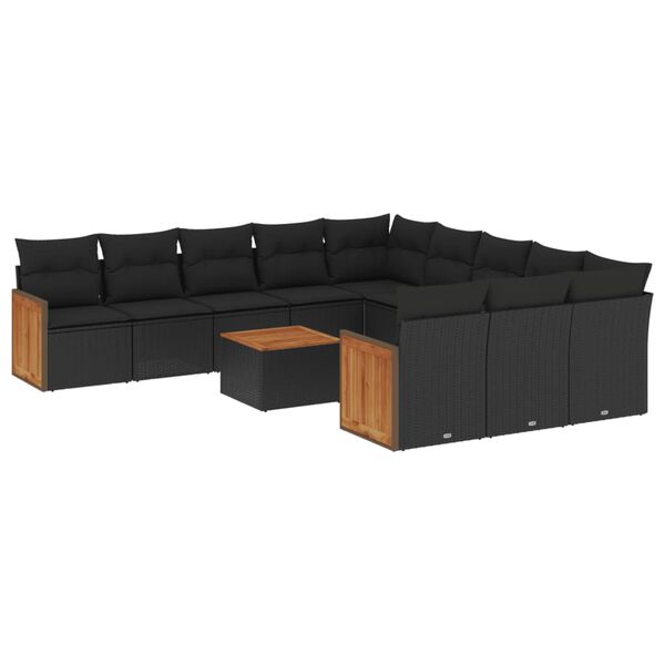 vidaXL Garden Sofa Set Black