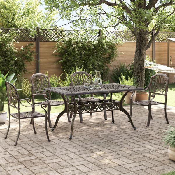 vidaXL Garden Dining Set Bronze Cast Aluminum 5 Piece Durable