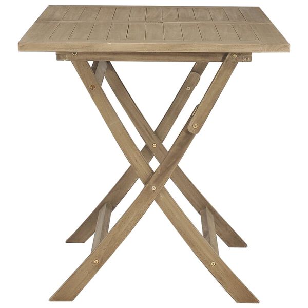 vidaXL Folding Garden Table Grey Solid teak wood Medium Foldable