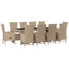 vidaXL 11 Piece Patio Dining Set with Cushions Beige Poly Rattan