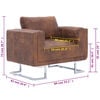 vidaXL Armchairs Brown Faux suede leather, wood, chrome Medium
