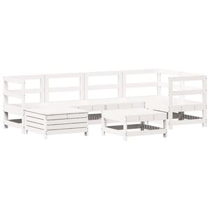 vidaXL Garden Sofa Set White Solid Pine Wood, Plywood Large Modular