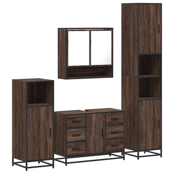 vidaXL Bathroom Furniture Set Brown oak Engineered wood, metal Medium