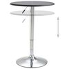 vidaXL Bar Table Black MDF with PVC finish, Chromed Steel Ø23.6 in
