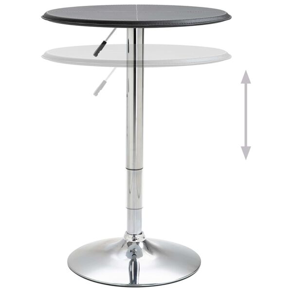 vidaXL Bar Table Black MDF with PVC finish, Chromed Steel Ø23.6 in