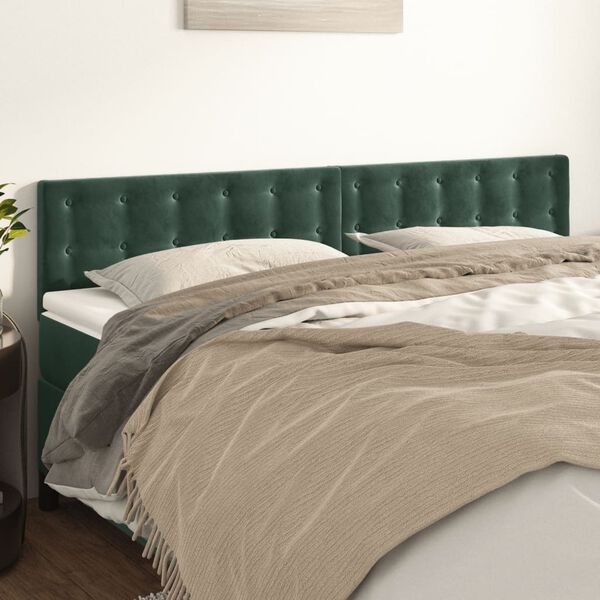 vidaXL Headboards 2 pcs Dark Green 31.5"x2"x30.7"/34.6" Velvet