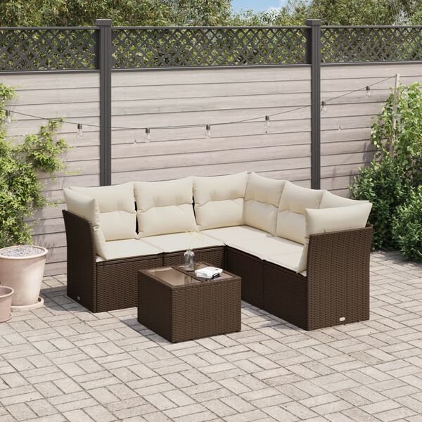 vidaXL Garden Sofa Set Brown, Cream