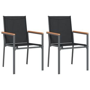 vidaXL Garden Chair Set of 2 Black Textilene, powder-coated steel Medium