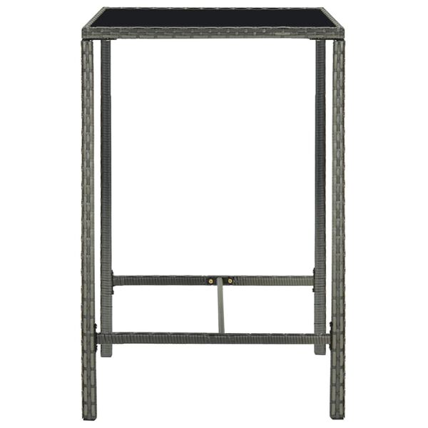 vidaXL Bar Table Grey PE Rattan Medium Durable Bar Table Square