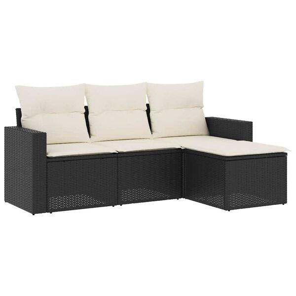 vidaXL Garden Sofa Set Black, Cream White