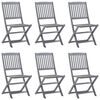 vidaXL Outdoor Chair Set of 6 Grey washed Solid acacia wood, polyester