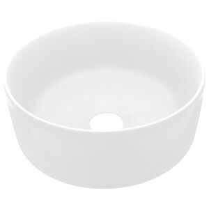 vidaXL Luxury Wash Basin Round Matt White 15.7x5.9" Ceramic
