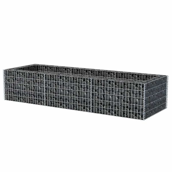 vidaXL Gabion Raised Bed Silver Galvanized Steel 106.3 x 35.4 x 19.7 in