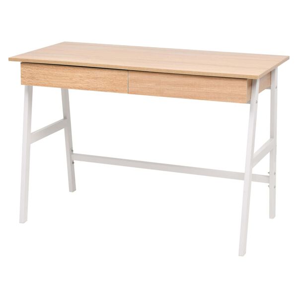 vidaXL Writing Table Oak and White