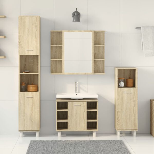 vidaXL Bathroom Furniture Set Sonoma Oak Engineered wood, acrylic