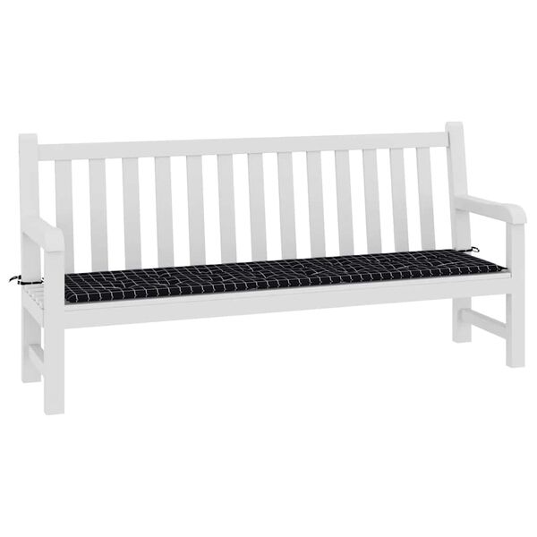 vidaXL Patio Bench Cushion Black Check Pattern 78.7x19.7x1.6" Fabric