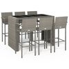 vidaXL Garden Bar Set Grey PE rattan, powder-coated steel, tempered glass