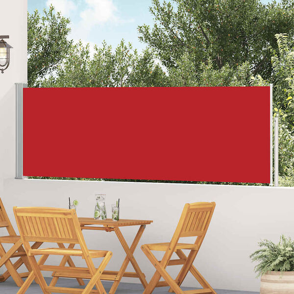 vidaXL Side Awning Red Polyester, Powder-Coated Steel 39.4 x 196.9 in