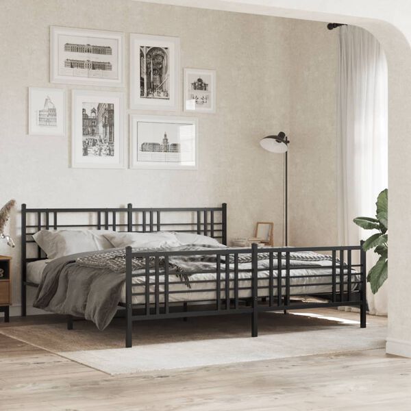 vidaXL Metal Bed Frame without Mattress with Footboard Black 70.9"x78.7"