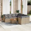 vidaXL Garden Sofa Set Beige PE Rattan 9-Piece Adjustable Feet