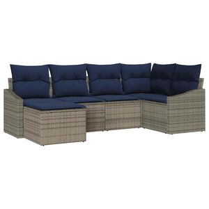 vidaXL Sofa Set with Cushion 6 pcs Grey Poly Rattan