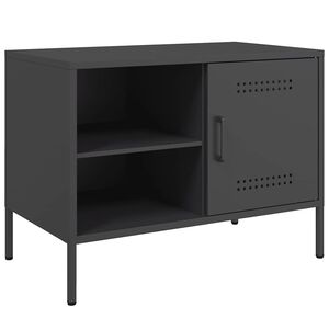 vidaXL TV Cabinet Black Steel 26.8x15.4x19.9 in TV Cabinet Rectangular