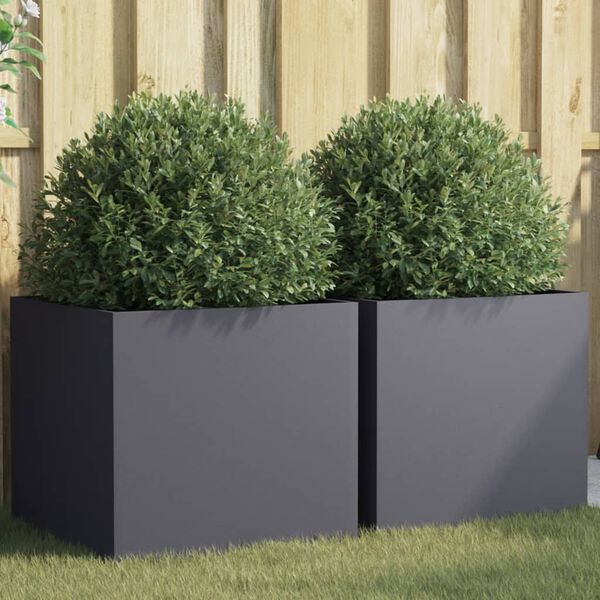 vidaXL Planter Set of 2 Anthracite Cold-rolled steel Medium Planters