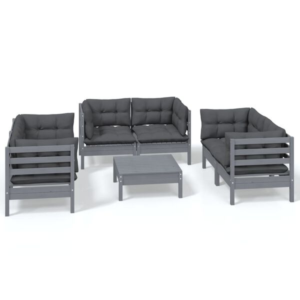 vidaXL Garden Lounge Set Grey Solid pine Medium Modular