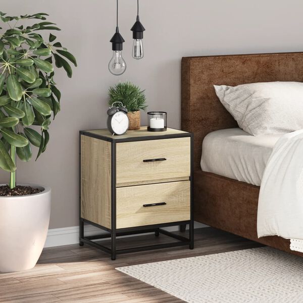 vidaXL Bedside Cabinet Sonoma Oak Engineered wood Small Bedside Cabinet