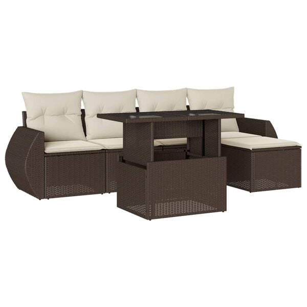 vidaXL Garden Sofa Set Brown, Cream White