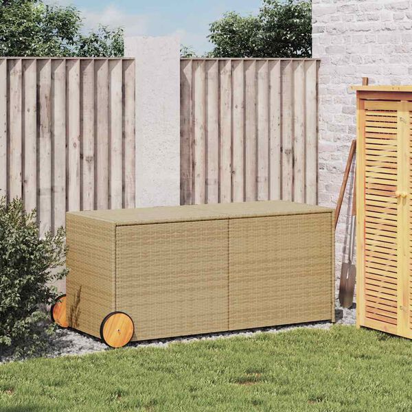 vidaXL Garden Storage Box Mix Beige PE Rattan Large Garden Storage Box