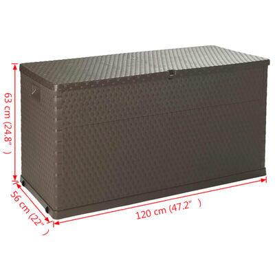 vidaXL Patio Storage Box Brown 47.2"x22"x24.8" PP Rattan