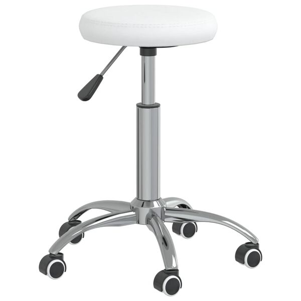 vidaXL Dining Chair White Faux leather, chromed steel Adjustable Height