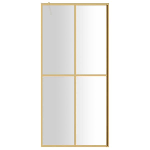 vidaXL Walk-in Shower Wall with Clear ESG Glass Gold 35.4"x76.8"