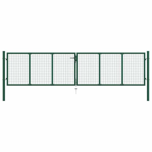 vidaXL Mesh Garden Gate Steel 157.5x29.5" Green