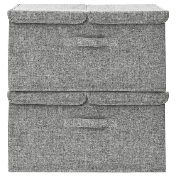 vidaXL Storage Box Set of 2 Grey Polyester Medium Foldable