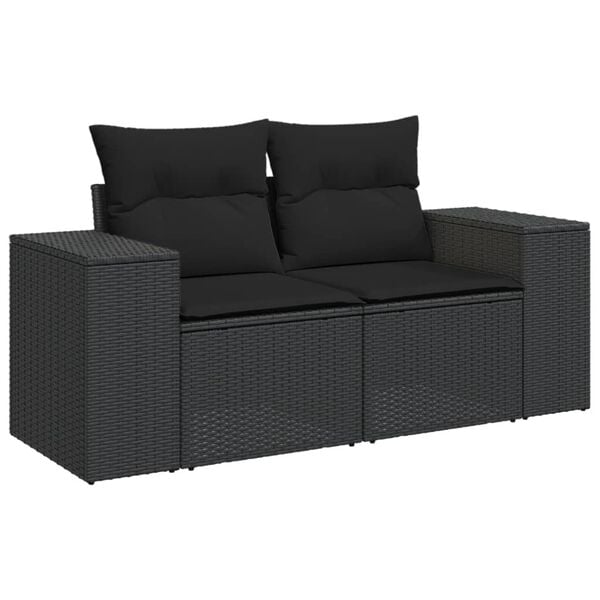 vidaXL Garden Sofa Set Black PE Rattan Large Modular Garden Sofa Set
